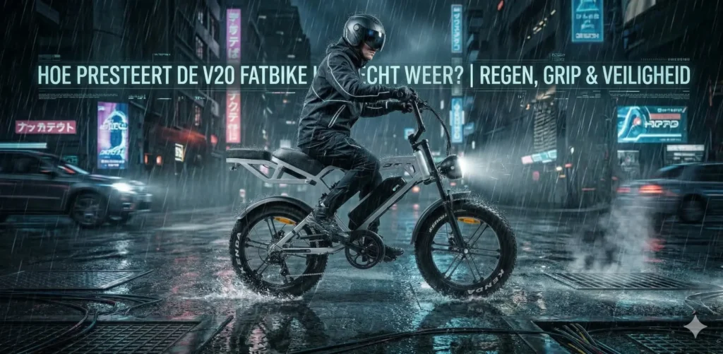 Fatbike slecht weer met V20 in de regen