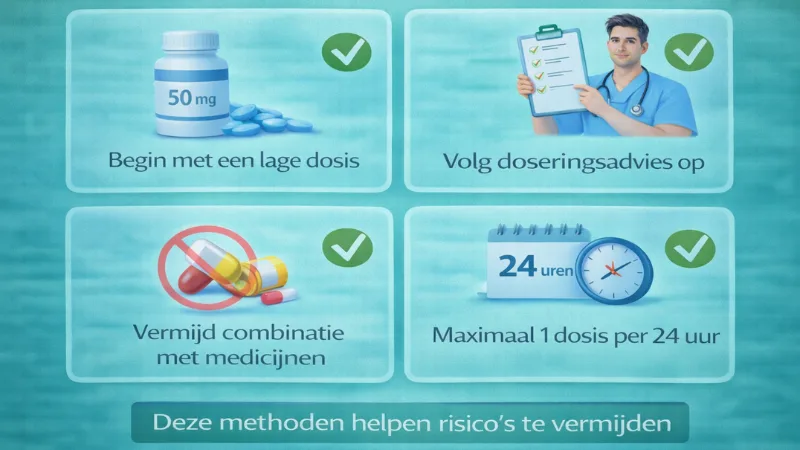 Tips voor veilige Kamagra dosering zoals lage dosis starten en maximaal één keer per dag gebruiken