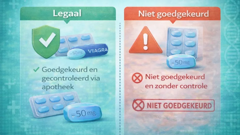 Vergelijking tussen legaal goedgekeurd medicijn en Kamagra dat niet is goedgekeurd in Nederland
