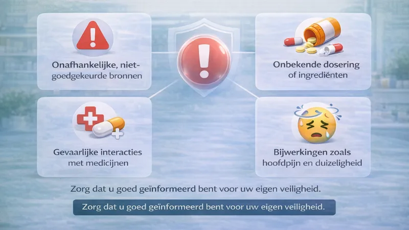 Overzicht van risico's van Kamagra gebruik zoals onbetrouwbare bronnen verkeerde dosering en bijwerkingen