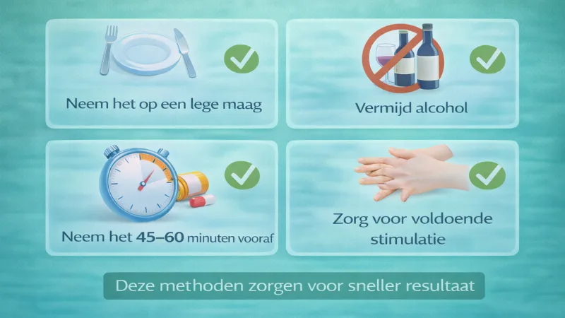Tips om Kamagra sneller te laten werken zoals lege maag vermijden alcohol en juiste timing