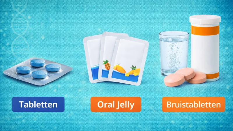 Verschillende Kamagra varianten zoals tabletten oral jelly en bruistabletten