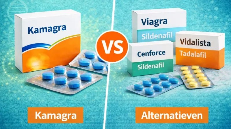Vergelijking tussen Kamagra en alternatieven zoals Viagra, Cenforce en Vidalista