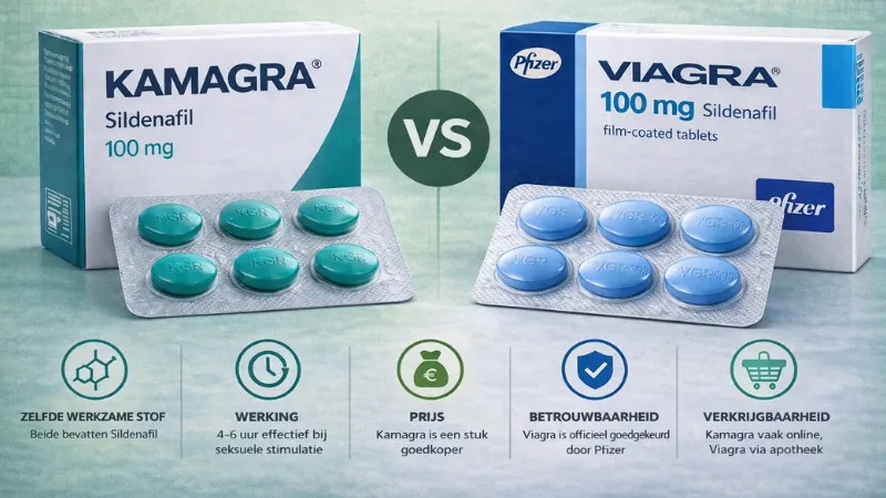 Vergelijking tussen Kamagra en Viagra met verschillen in prijs werking en verkrijgbaarheid