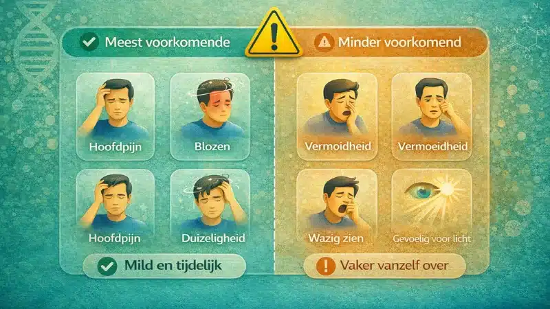 Vergelijking van meest voorkomende en minder voorkomende bijwerkingen van Sildenafil