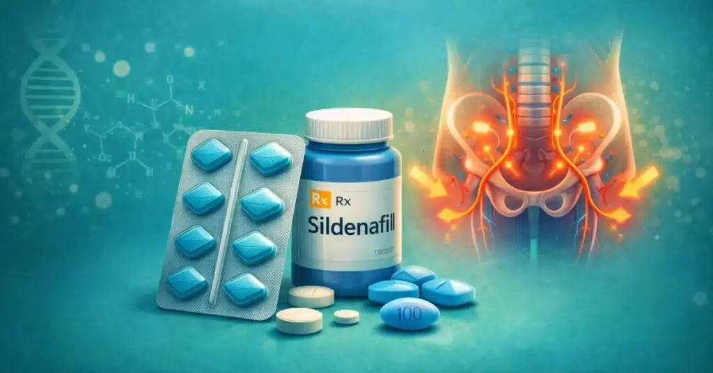 Wat is Sildenafil uitleg met werking en effect op bloedvaten visueel weergegeven