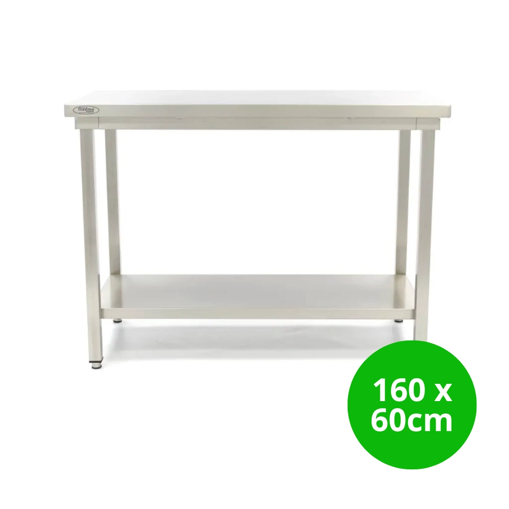 Edelstahltisch - 160 x 60 cm - Einstellbare H?he - mit Lagerregal