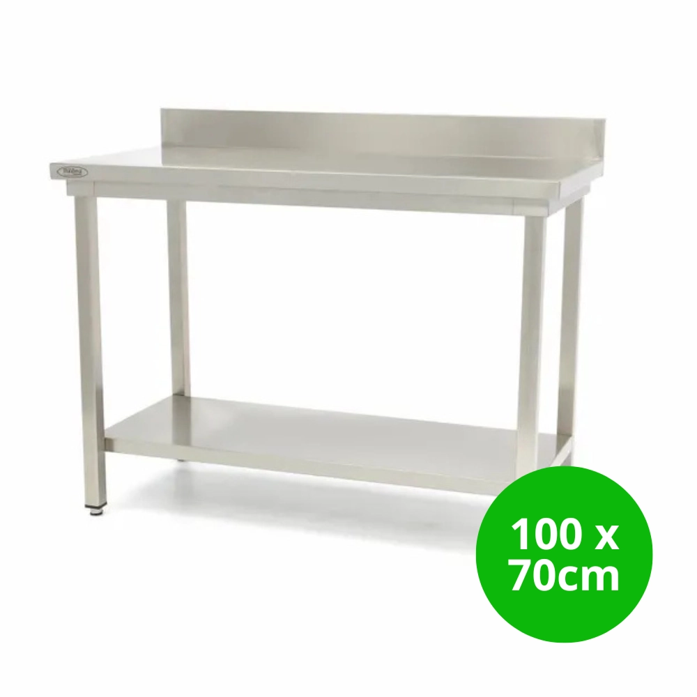 Gastro Edelstahltisch - 100 x 70 cm - Einstellbare H?he - mit Backsplash