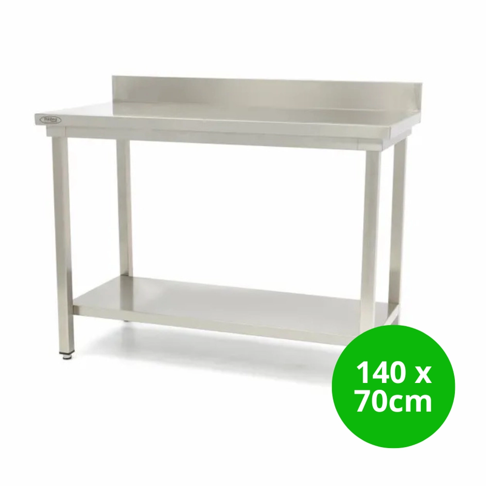 Gastro Edelstahltisch - 140 x 70 cm - Einstellbare H?he - mit Backsplash